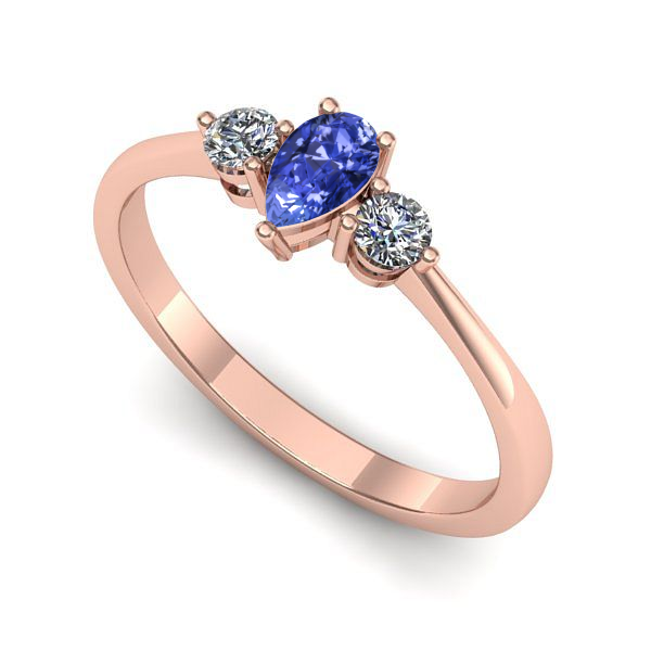 Inel din aur roz cu tanzanit