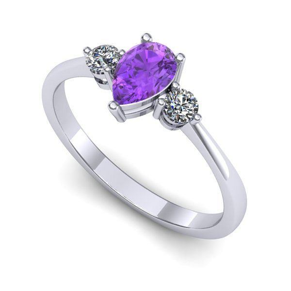 Inel din aur alb cu ametist