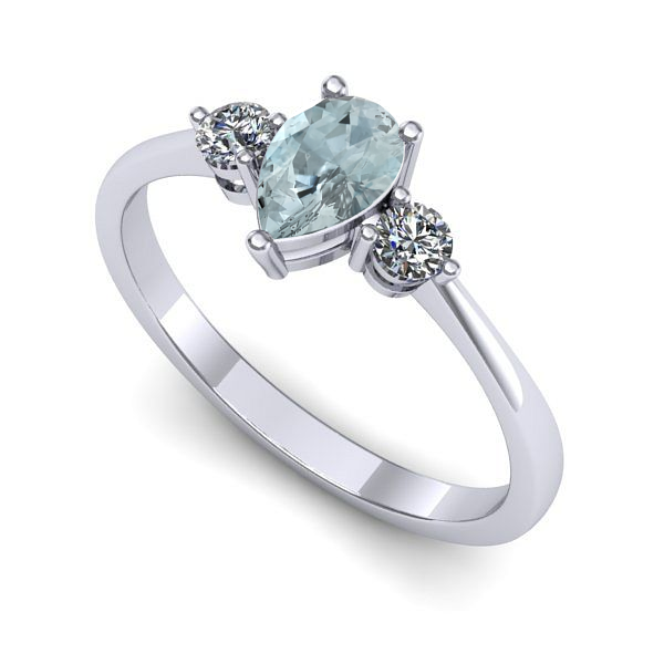 Inel de logodna din aur alb cu aquamarin