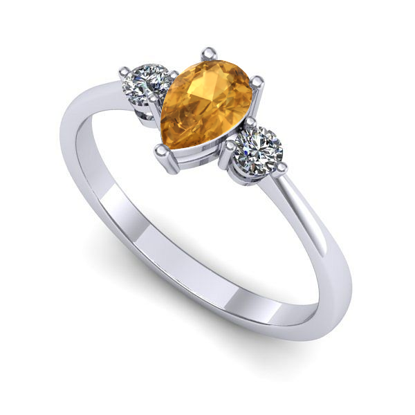 Inel de logodna din aur alb cu citrin
