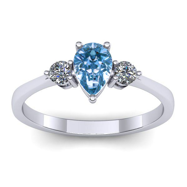 Inel logodna cu diamant de laborator albastru lacrima