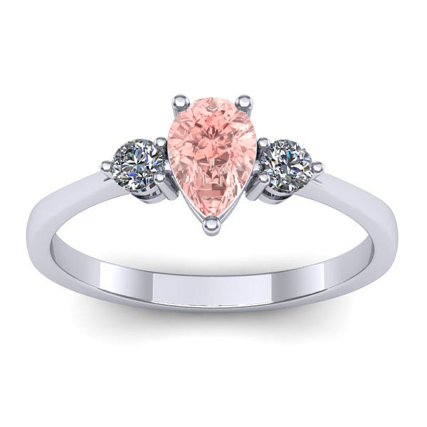 Inel logodna cu diamant de laborator roz lacrima