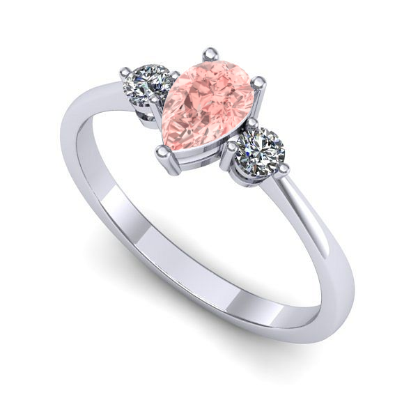 Inel din aur alb cu diamant de laborator roz
