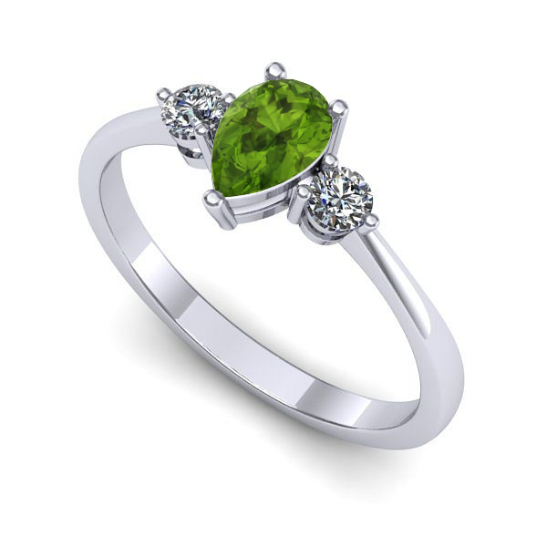 Inel de logodna din aur alb cu peridot