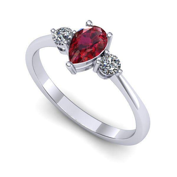 Inel de logodna din aur alb cu rubin