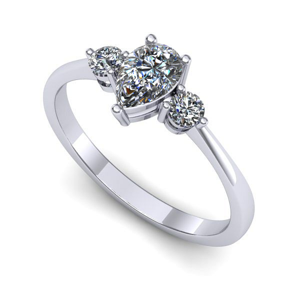 Inel de logodna din aur alb cu safir alb