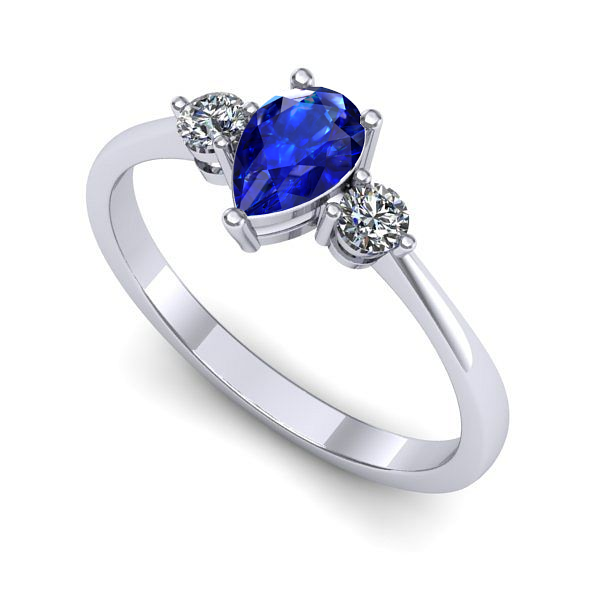 Inel de logodna din aur alb cu safir