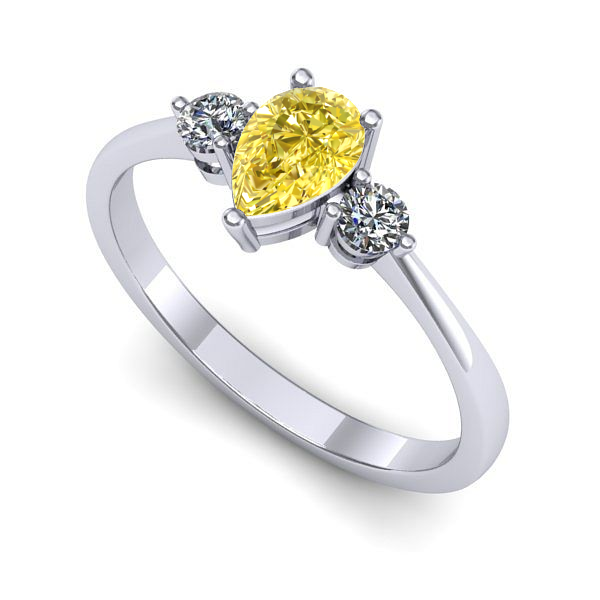 Inel din aur alb cu safir galben