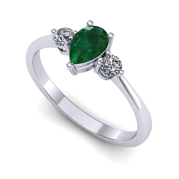 Inel din aur alb cu smarald