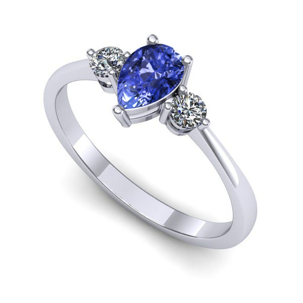 Inel logodna din aur alb cu tanzanit