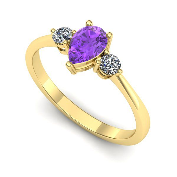 Inel din aur galben cu ametist