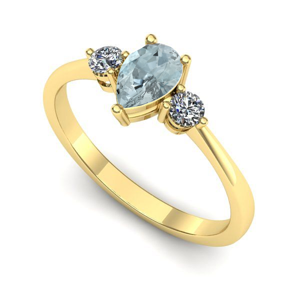 Inel de logodna din aur galben cu aquamarin