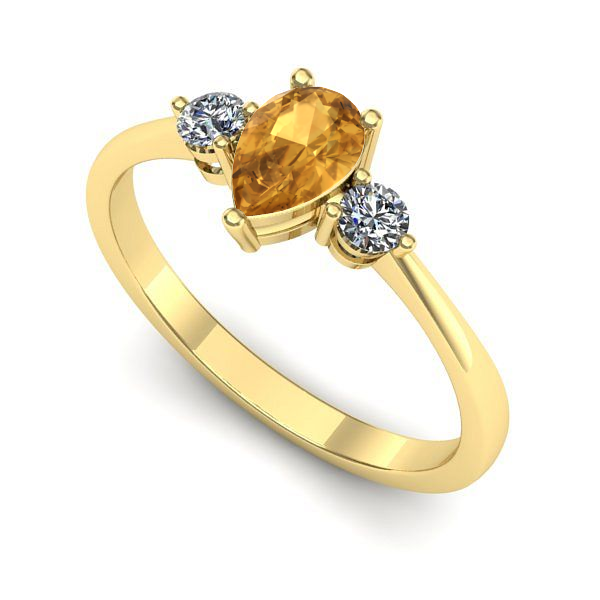 Inel logodna din aur galben cu citrin