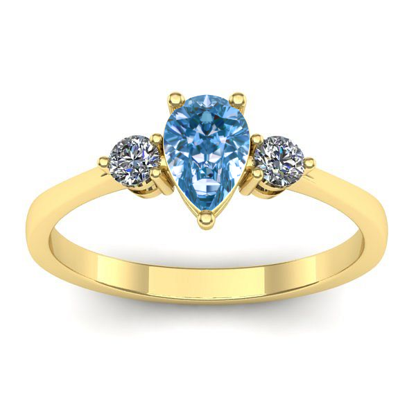 Inel de logodna cu diamant de laborator albastru lacrima