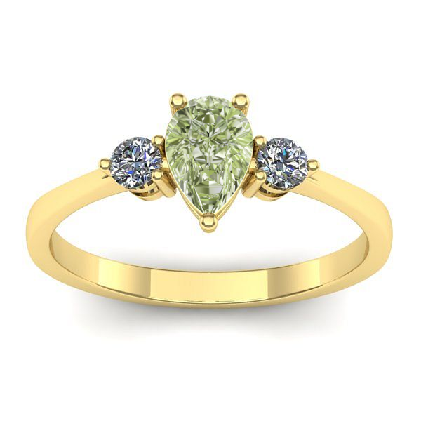 Inel de logodna cu diamant de laborator verde lacrima