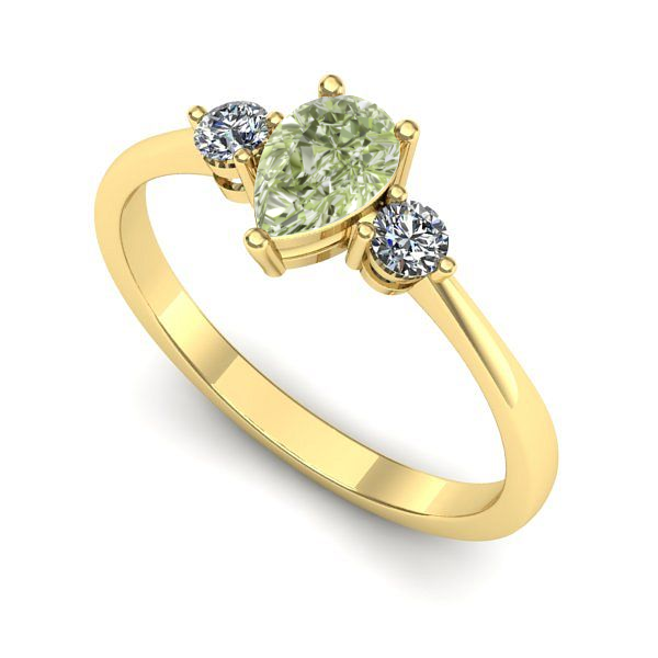 Inel din aur galben cu diamant de laborator verde