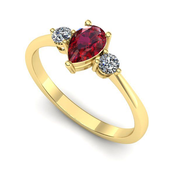Inel de logodna din aur galben cu rubin