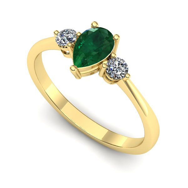 Inel logodna din aur galben cu smarald