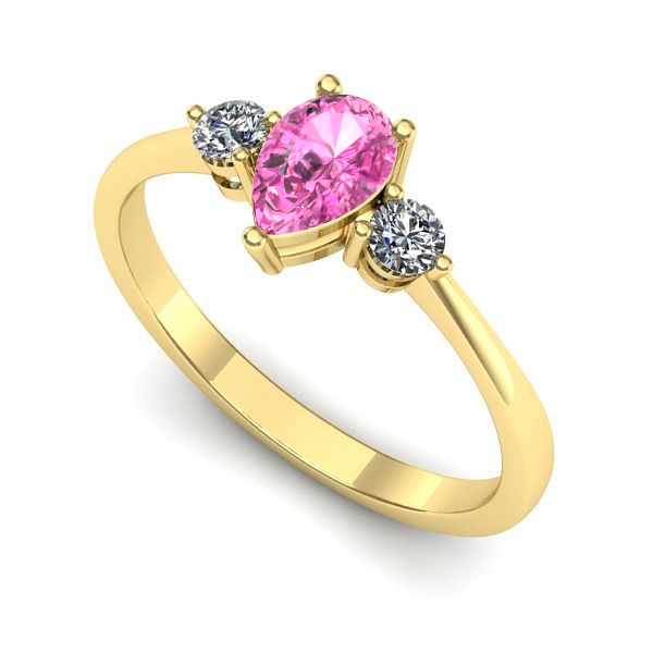 Inel de logodna din aur galben cu safir roz