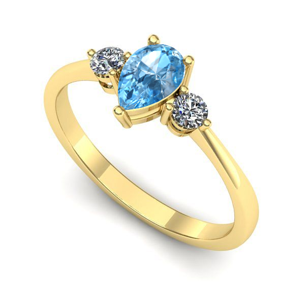 Inel de logodna din aur galben cu topaz blue