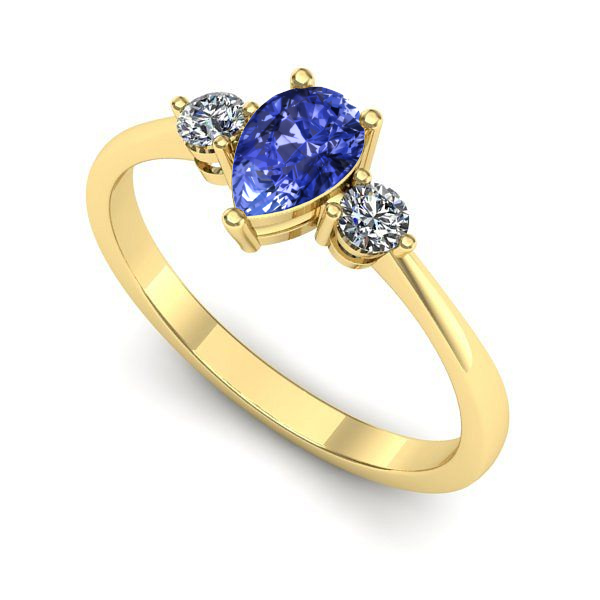 Inel logodna din aur galben cu tanzanit