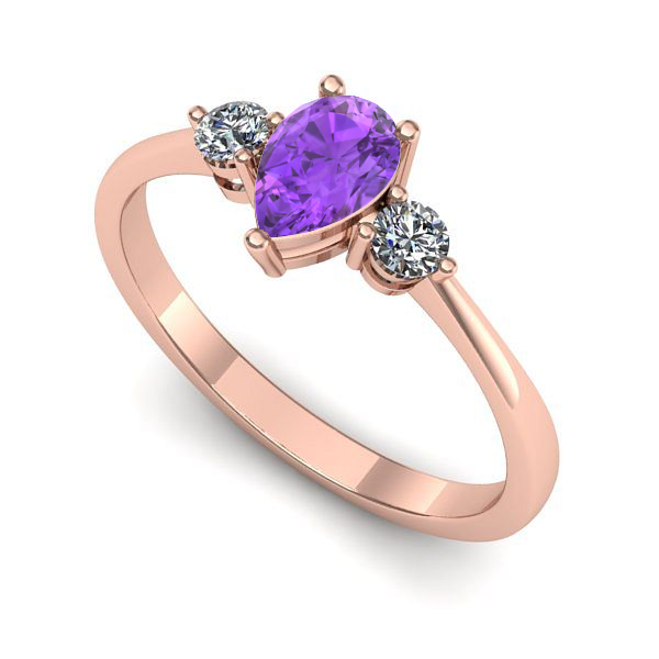 Inel logodna din aur roz cu ametist