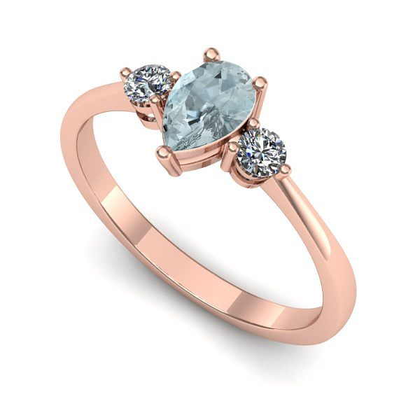 Inel din aur roz cu aquamarin