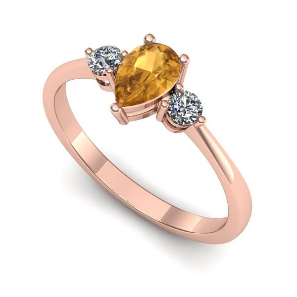 Inel de logodna din aur roz cu citrin