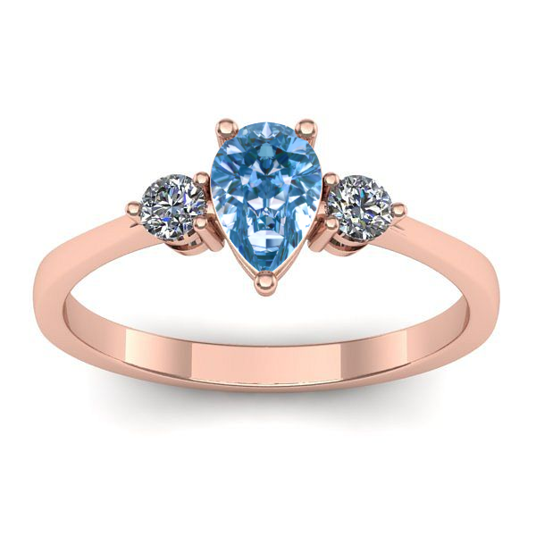 Inel cu diamant de laborator albastru lacrima