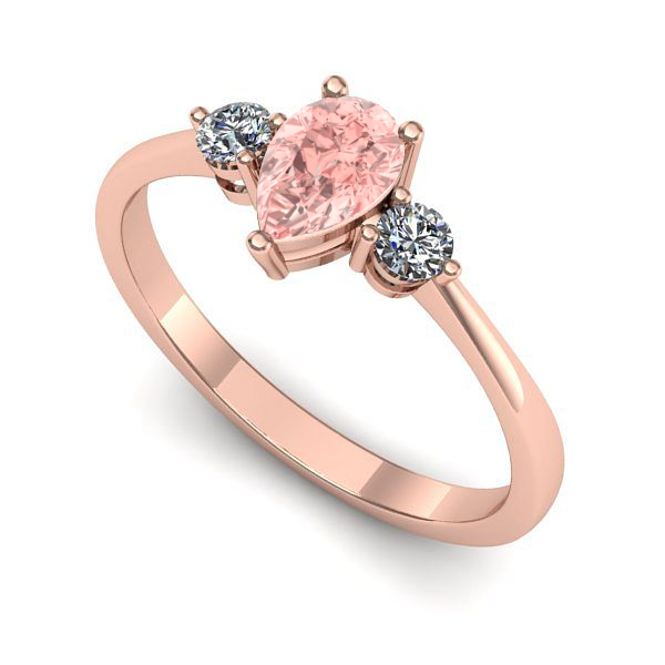 Inel logodna din aur roz cu diamant de laborator roz