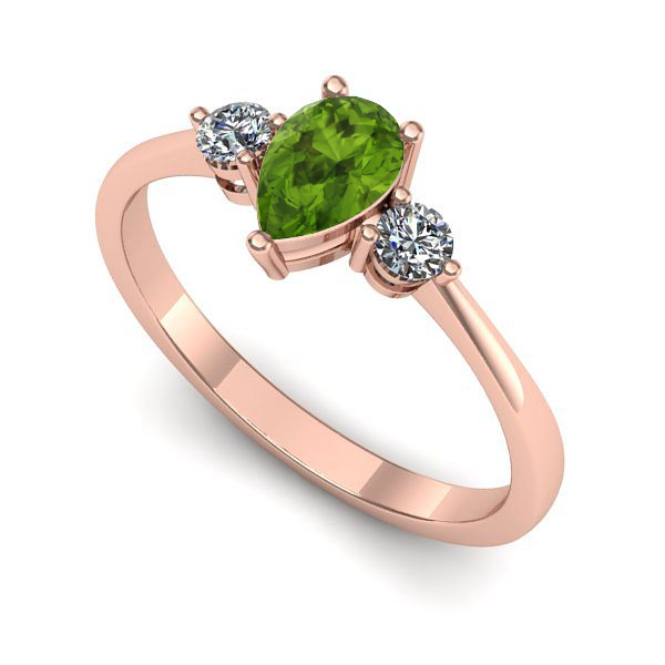 Inel de logodna din aur roz cu peridot