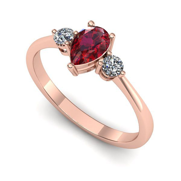 Inel logodna din aur roz cu rubin