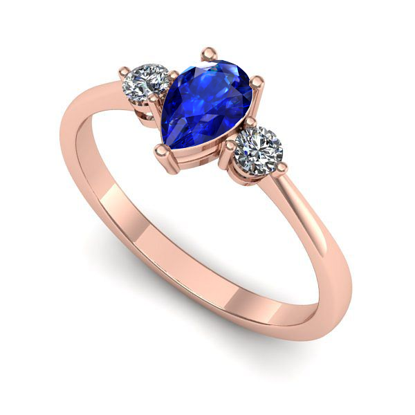 Inel logodna din aur roz cu safir