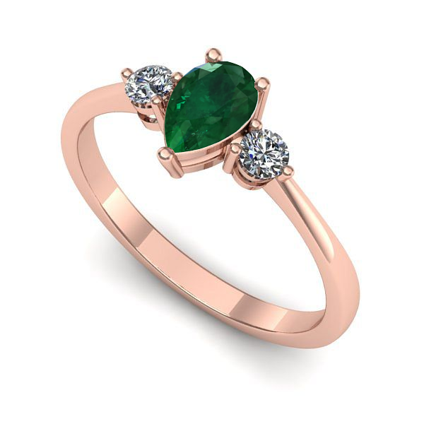 Inel din aur roz cu smarald