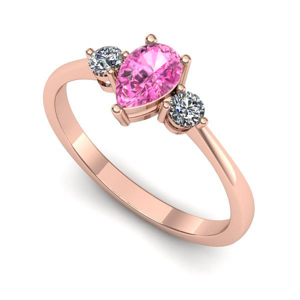 Inel din aur roz cu safir roz