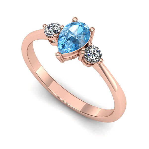 Inel de logodna din aur roz cu topaz blue