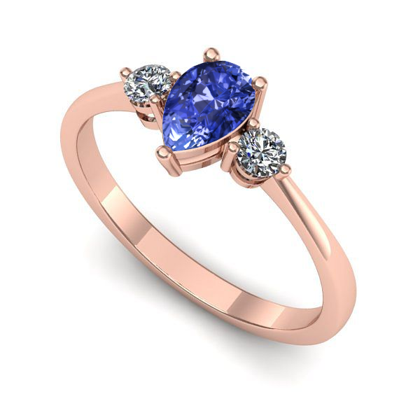 Inel de logodna din aur roz cu tanzanit