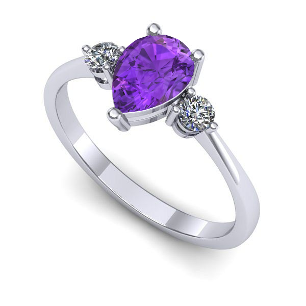 Inel logodna din aur alb cu ametist