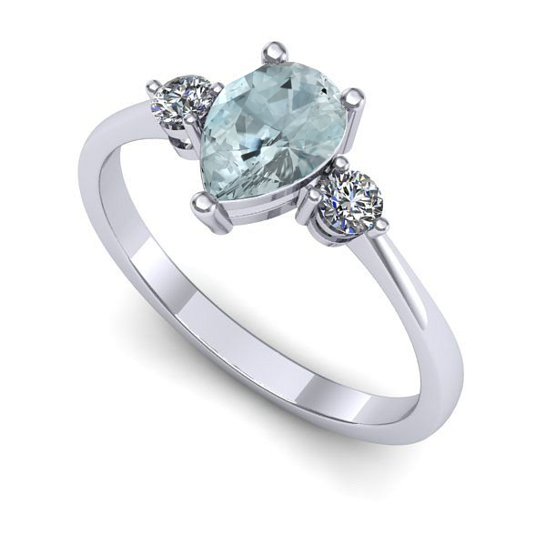 Inel de logodna din aur alb cu aquamarin
