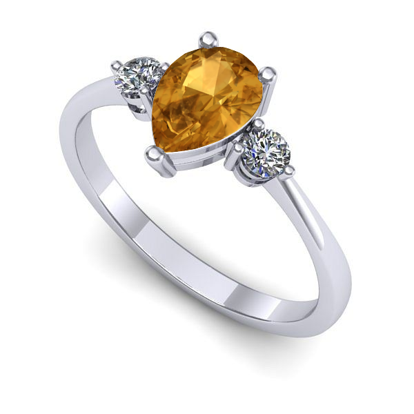 Inel logodna din aur alb cu citrin