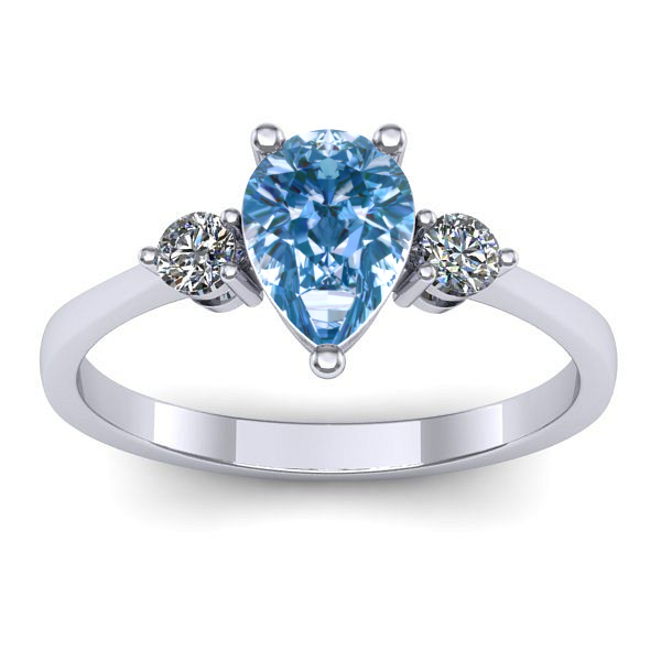 Inel de logodna cu diamant de laborator albastru lacrima