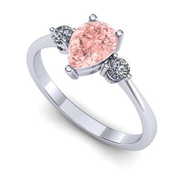 Inel de logodna din aur alb cu diamant de laborator roz