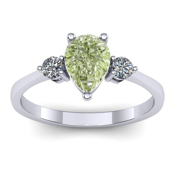 Inel de logodna cu diamant de laborator verde lacrima