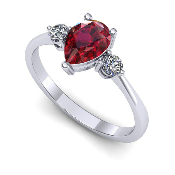 Inel din aur alb cu rubin