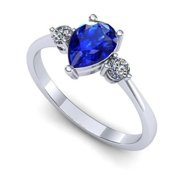 Inel de logodna din aur alb cu safir