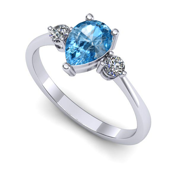 Inel logodna din aur alb cu topaz blue