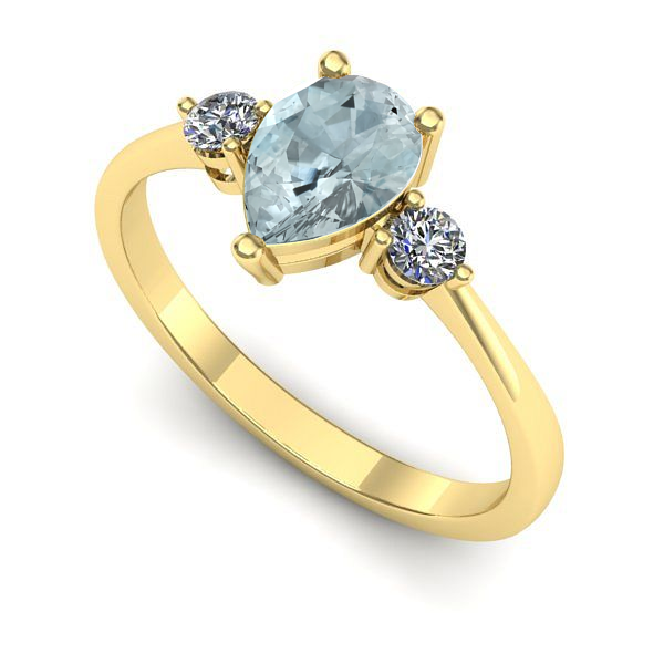 Inel din aur galben cu aquamarin