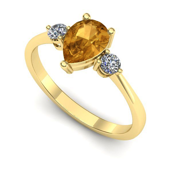 Inel din aur galben cu citrin