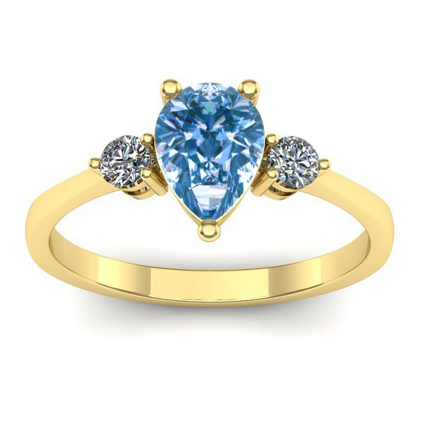 Inel logodna cu diamant de laborator albastru lacrima