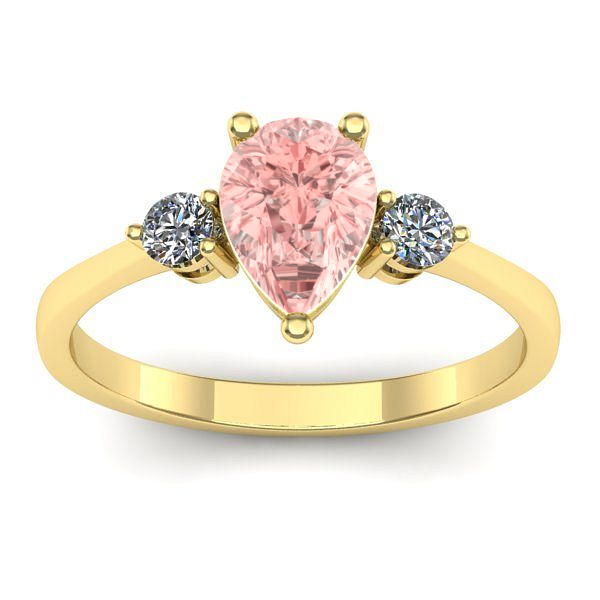 Inel logodna cu diamant de laborator roz lacrima